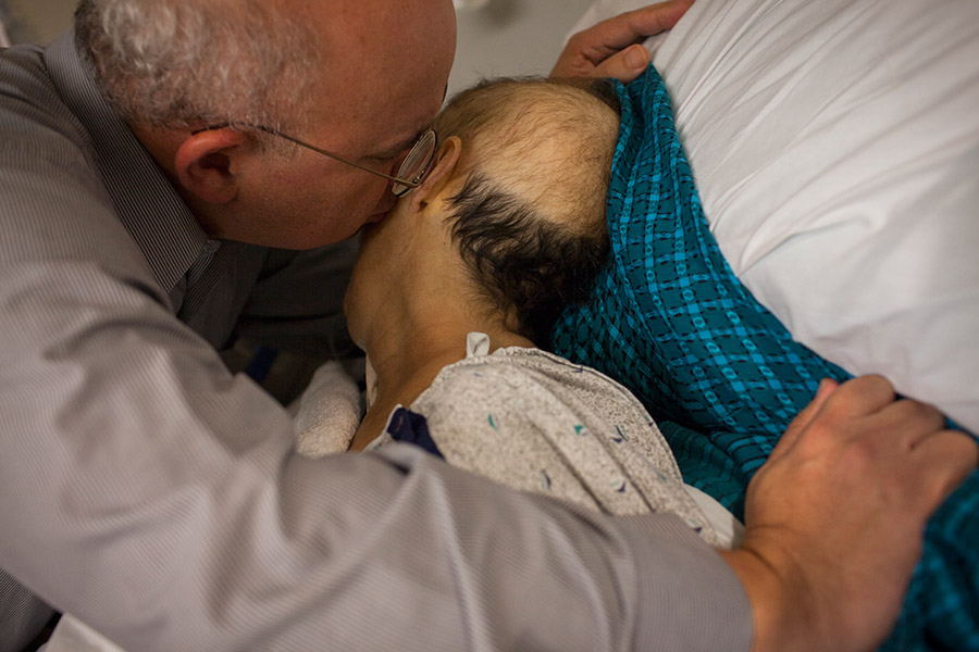 Ed kisses his wife for the last time. Debbie passes away October 6, 2012, just about 95 days after her initial diagnosis.